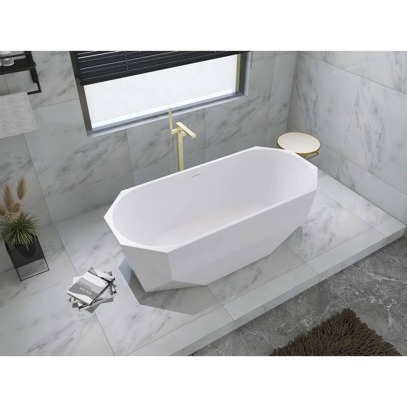 Edward Soaking Diamond Style Bathtub in Glossy White