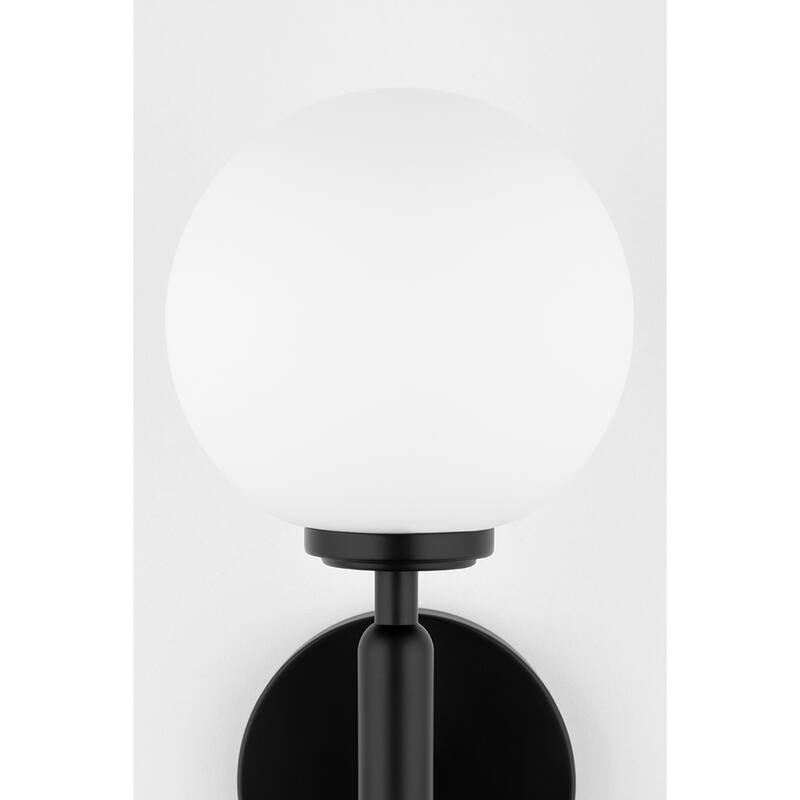 Mitzi by Hudson Valley Mina 1-light Glossy Black LED Wall Sconce, Opal Acid Etched Glass