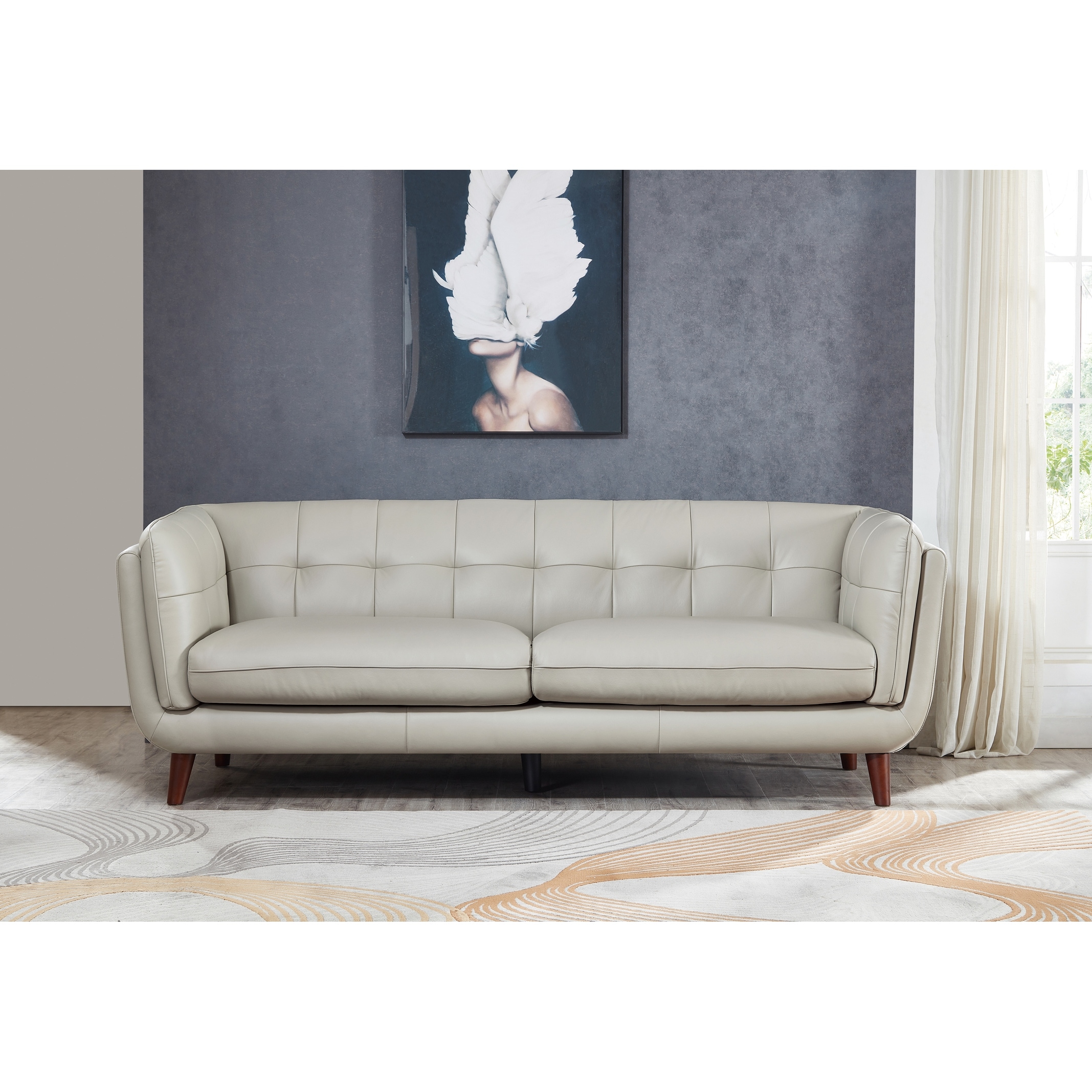 Hydeline USA Hydeline Solana Top Grain Leather Sofa With Feather, Memory Foam and Springs