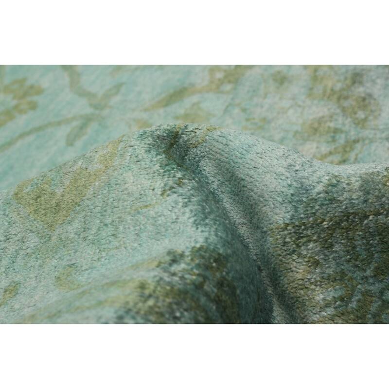 ECARPETGALLERY Hand-knotted Vibrance Cyan Wool Rug - 7'9 x 10'1