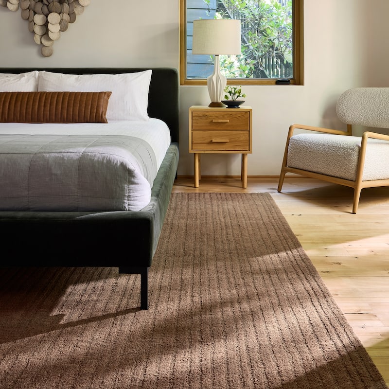 Southwest Striped Wool Area Rug - 8'6" x 11'6" - Dark Brown