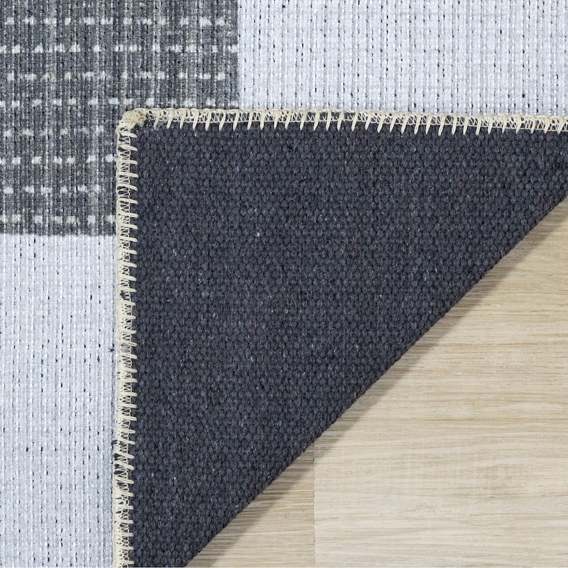 White Grey Passing Moons Printed Area Rug