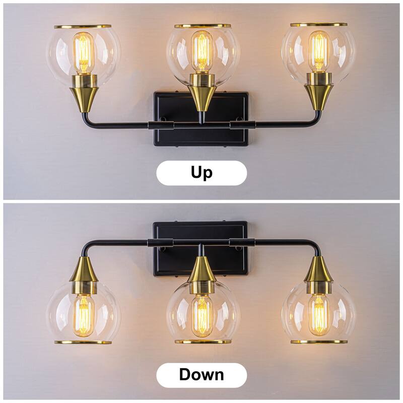 Starsky 3/4 Lights Modern Vanity Light Clear Globe Glass Shades