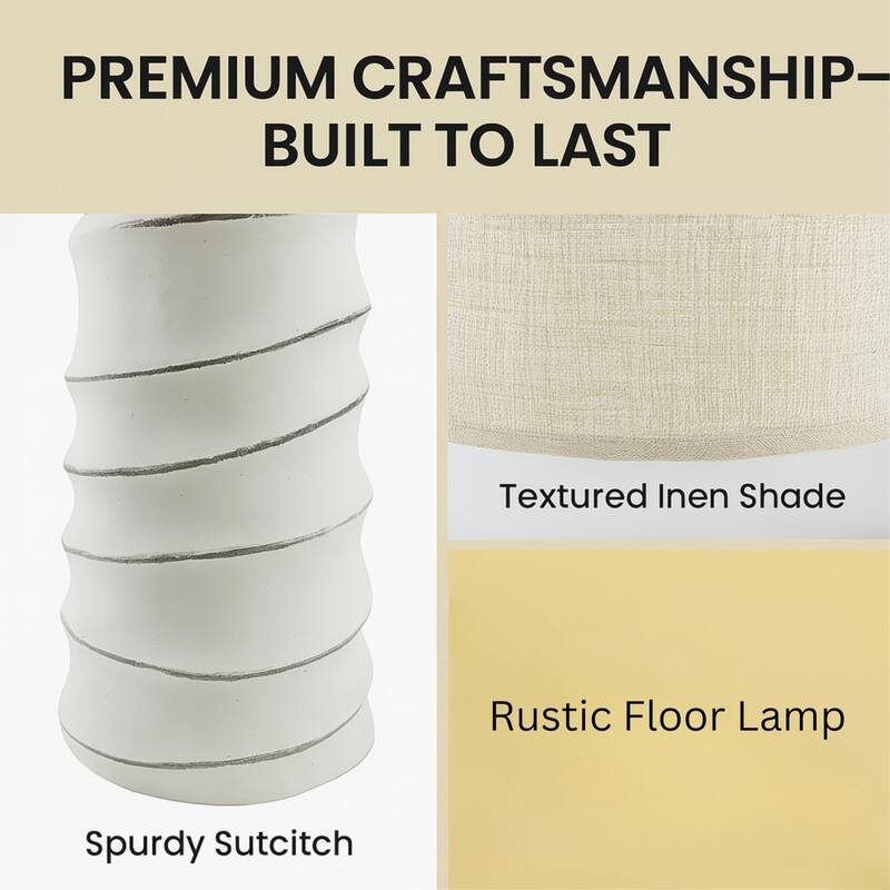 Aria Home Floor Lamp 59 Inch Tall White Floor Light with Linen Shade