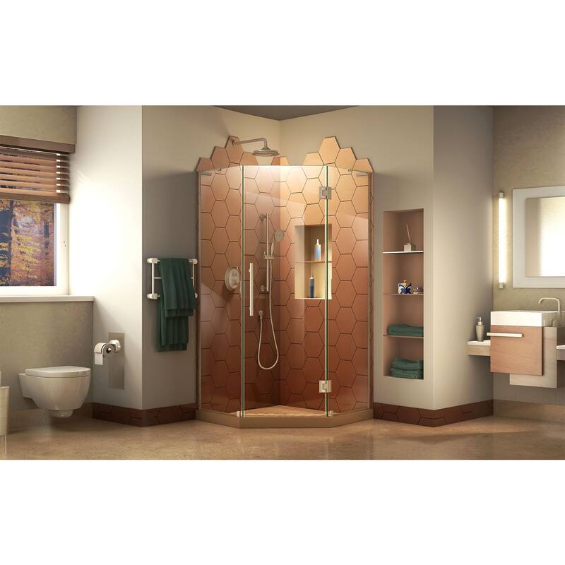 DreamLine Prism Plus 34 in. x 34 in. x 72 in. Frameless Hinged Shower Enclosure - 34" x 34" - 34" x 34"