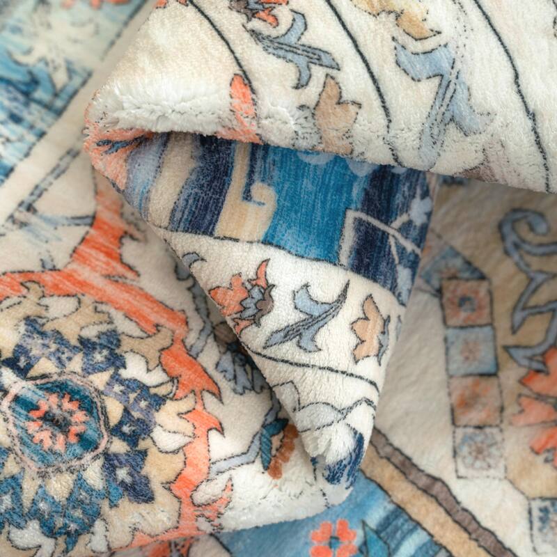 DriftAway Area Rug Washable Rugs for Living Room Non Slip Rubber Backing Low Pile Non Shedding Boho Foldable Vintage Rugs