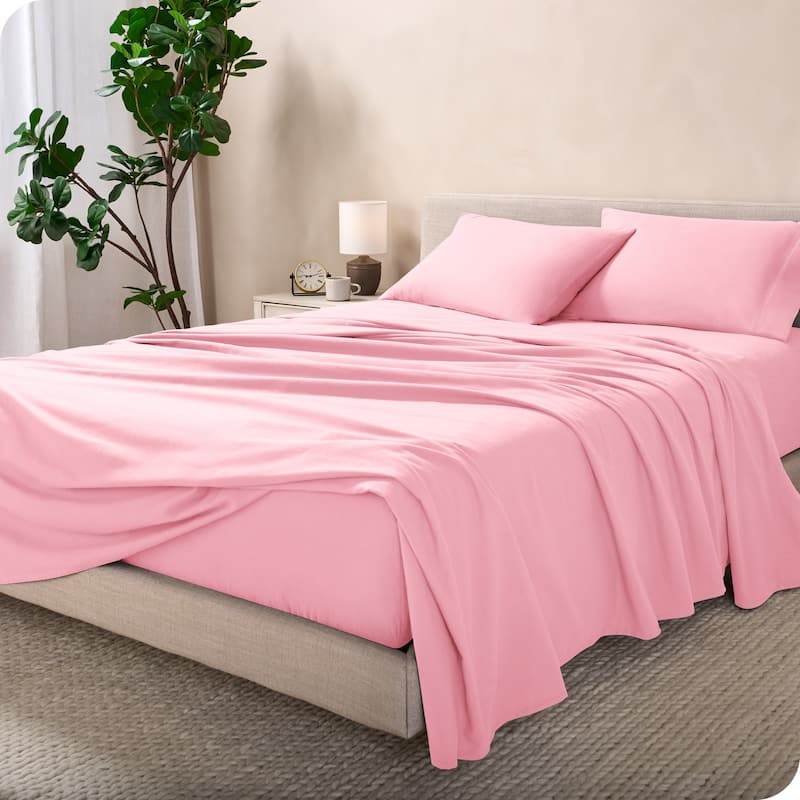Bare Home Cotton Flannel Sheet Set - Velvety Soft Heavyweight - Twin - Light Pink