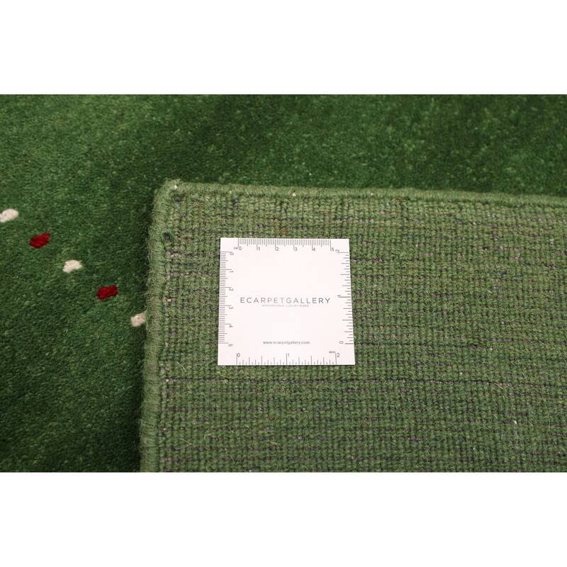 ECARPETGALLERY Hand Loomed Kashkuli Gabbeh Green Wool Rug - 4'11 x 7'9
