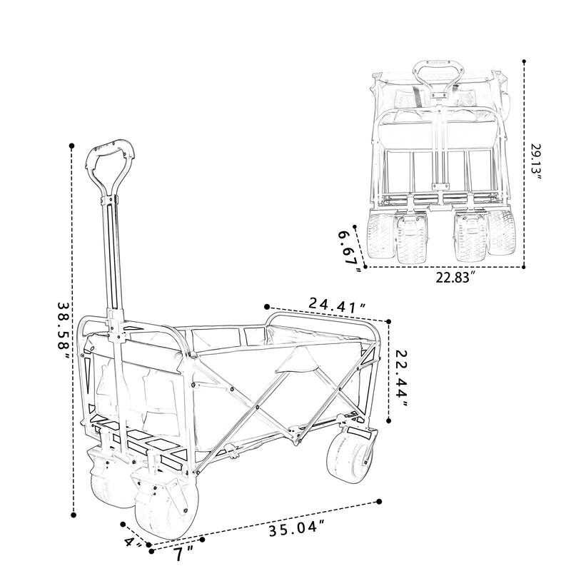 440lbs Collapsible Foldable Wagon Cart