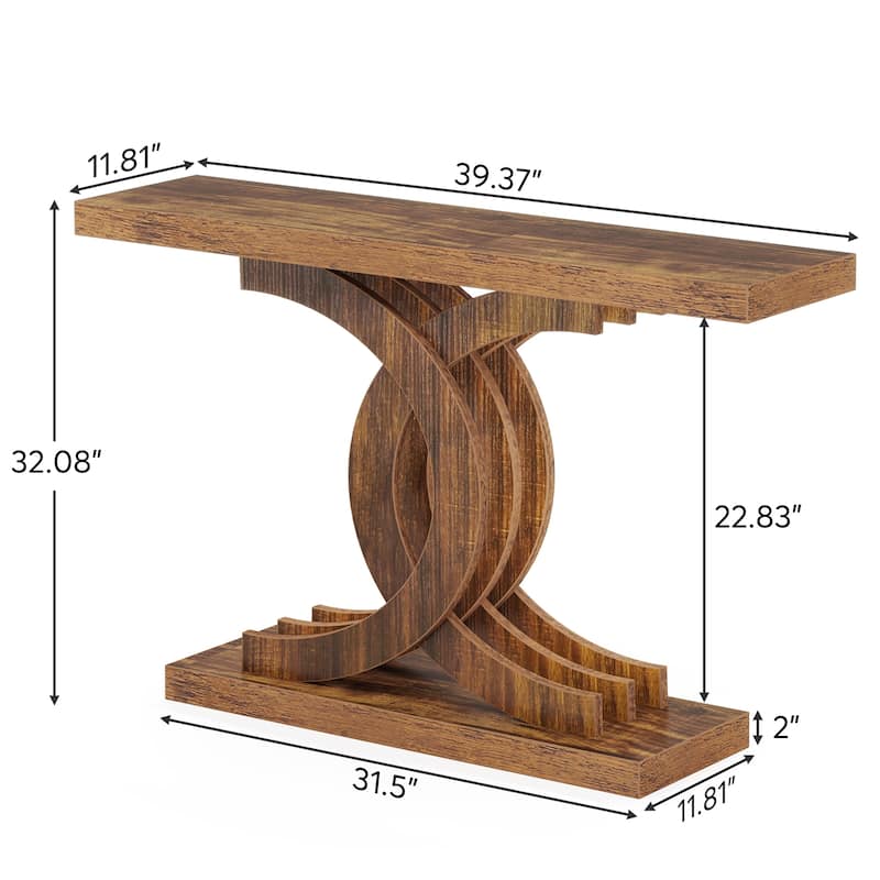 Console Table, Entryway Table with Geometric Legs, Sofa Table - 11.81"D x 39.37"W x 31.49"H