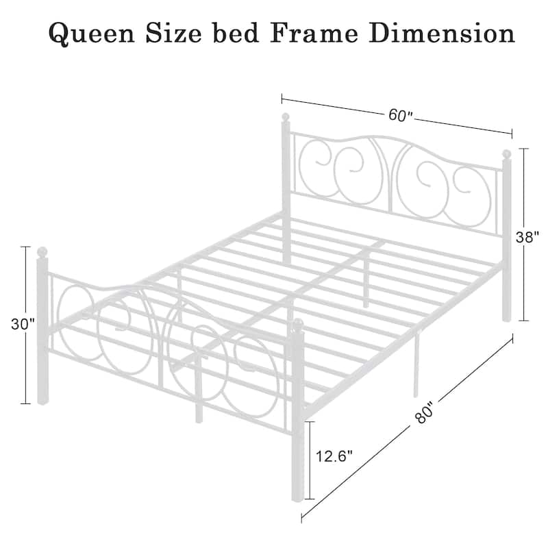 VECELO Platform Bed Frame with Scroll Headboard, Twin/Full/Queen Size Beds