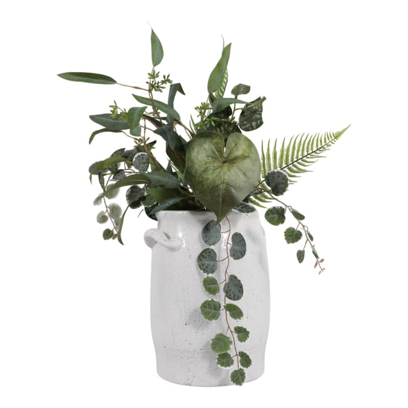 Terracotta Modern Table Vase with Sleek Form Home Decor - 12" White