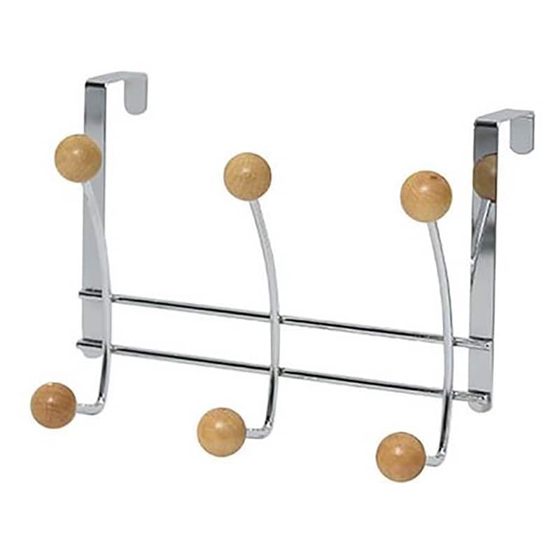 Over The Door Hook Rack with 6 Ball Ends - 10.5 L x 4 D x 7.5 H
