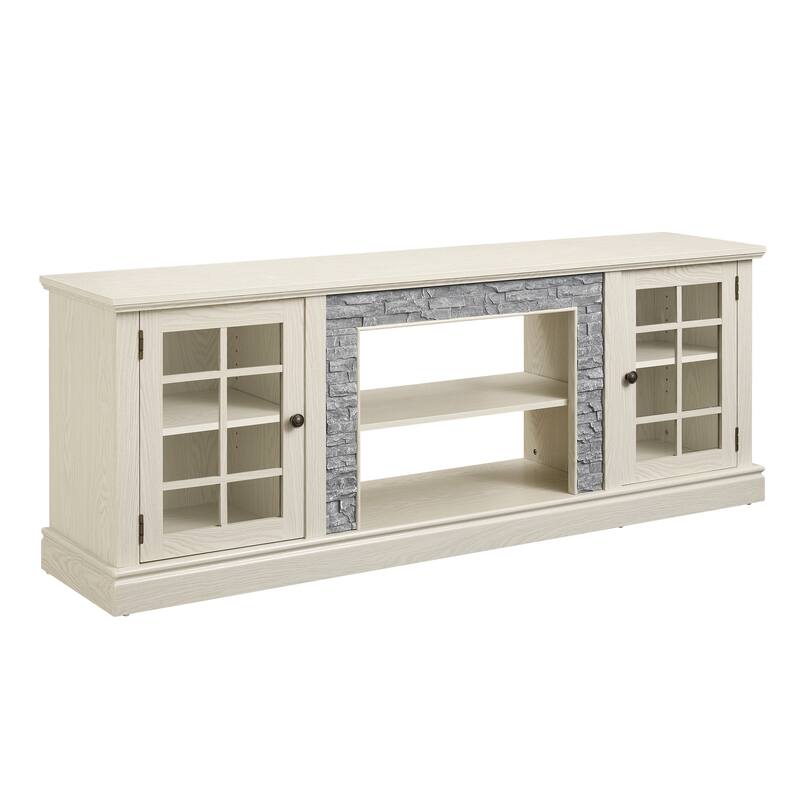 Faux Stone TV Stand TV Console for TVs up to 75", Large Entertainment Center Media Storage Cabinet with Adjustable Shelves