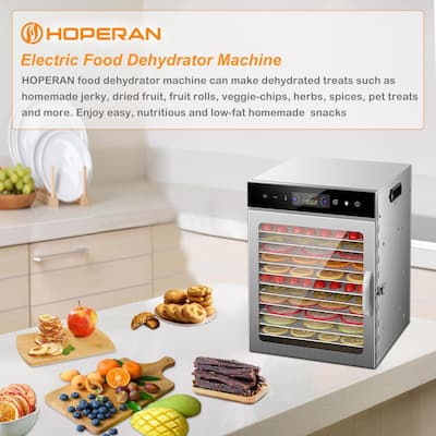 Food Dehydrator, Stainless Steel Trays Dehydrators for Food and Jerky, Herbs, Fruit, Dehydrator Machine with Digital Timer