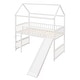 preview thumbnail 7 of 7, Twin Size Loft Bed with Slide, House-shaped Bed with Ladder, Pine Wooden Bed with Guardrails for Bedroom, White
