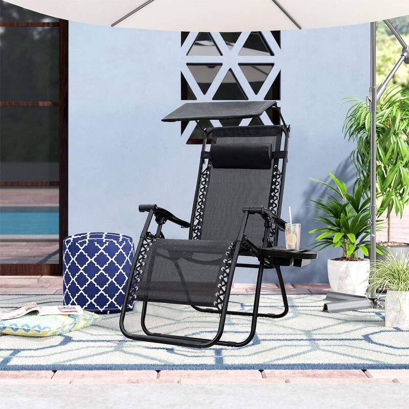 Homall Zero Gravity Chair Patio Lawn Chair Lounge Chair Folding Recliner Adjustable Outdoor with Canopy Shade and Cup Holder