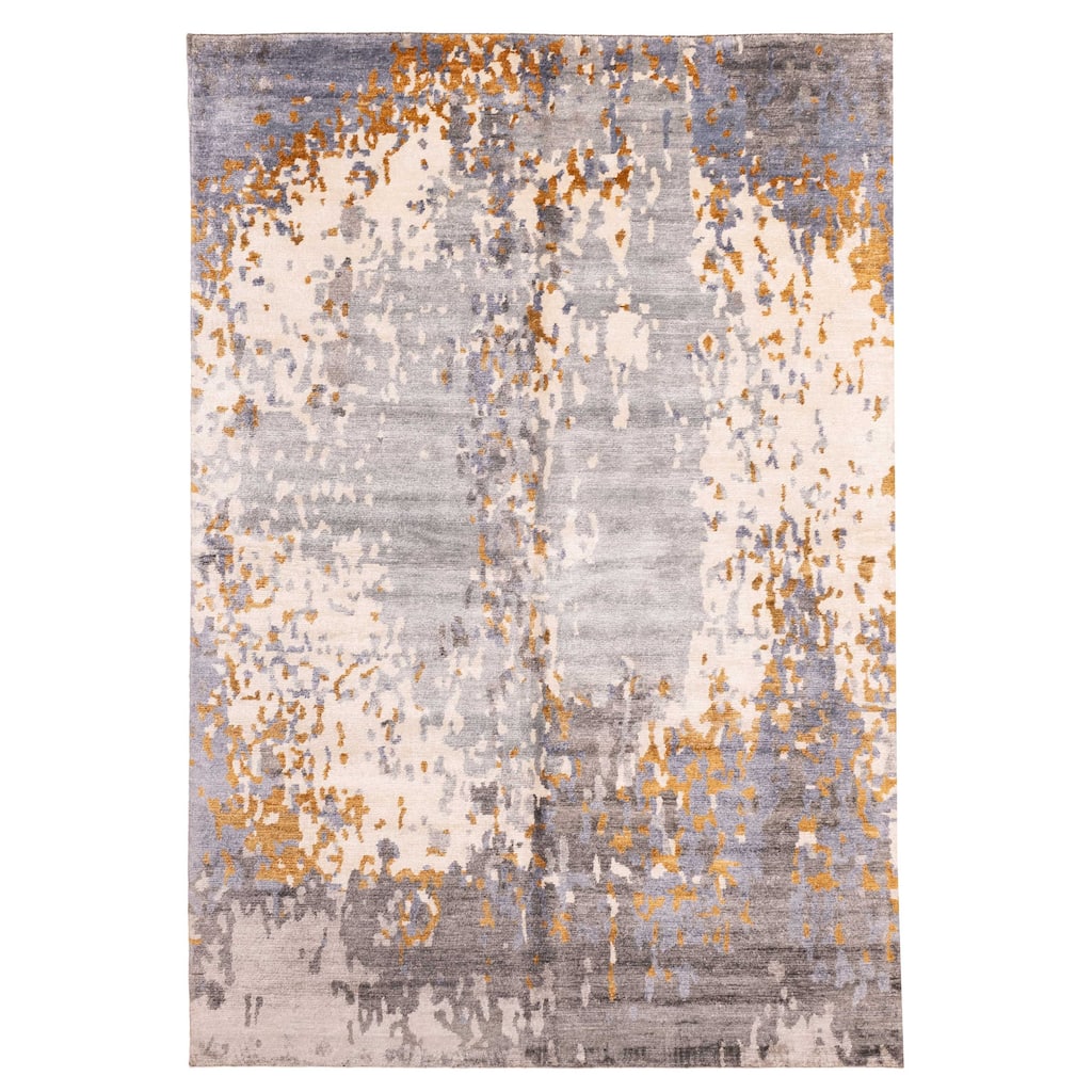 ECARPETGALLERY Hand-knotted Legacy Grey Silk Rug - 6'7 x 9'10