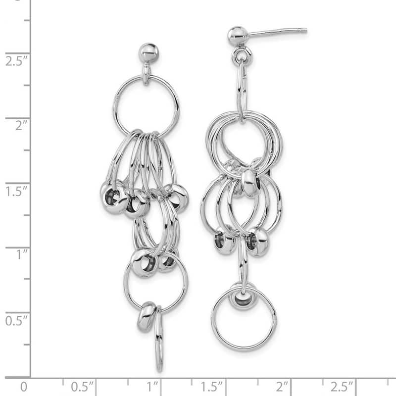 Curata 925 Sterling Silver 64x17mm Polished Post Dangle Link Earrings