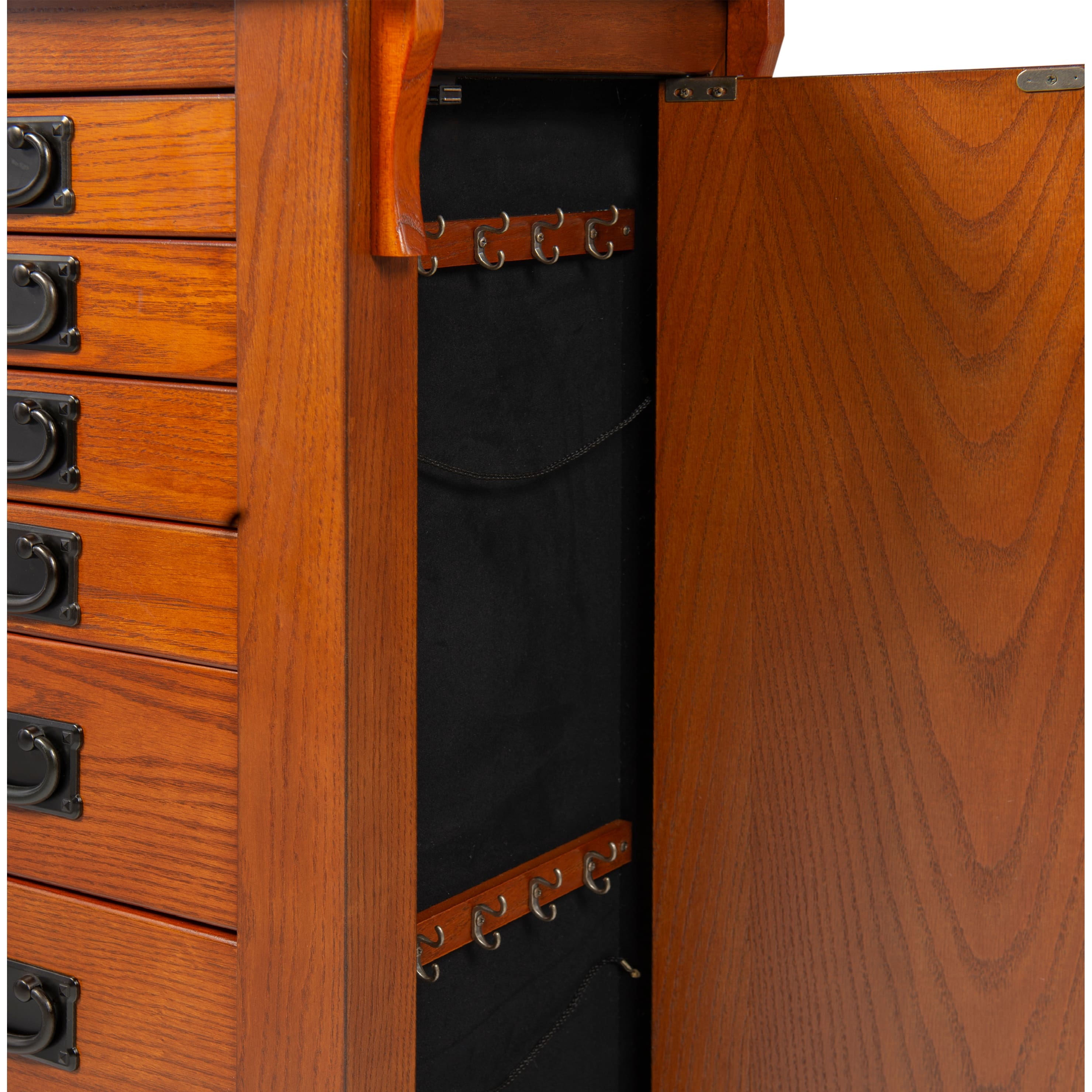 Delaney Brown Mission Oak 8Drawer Jewelry Armoire with Mirror On