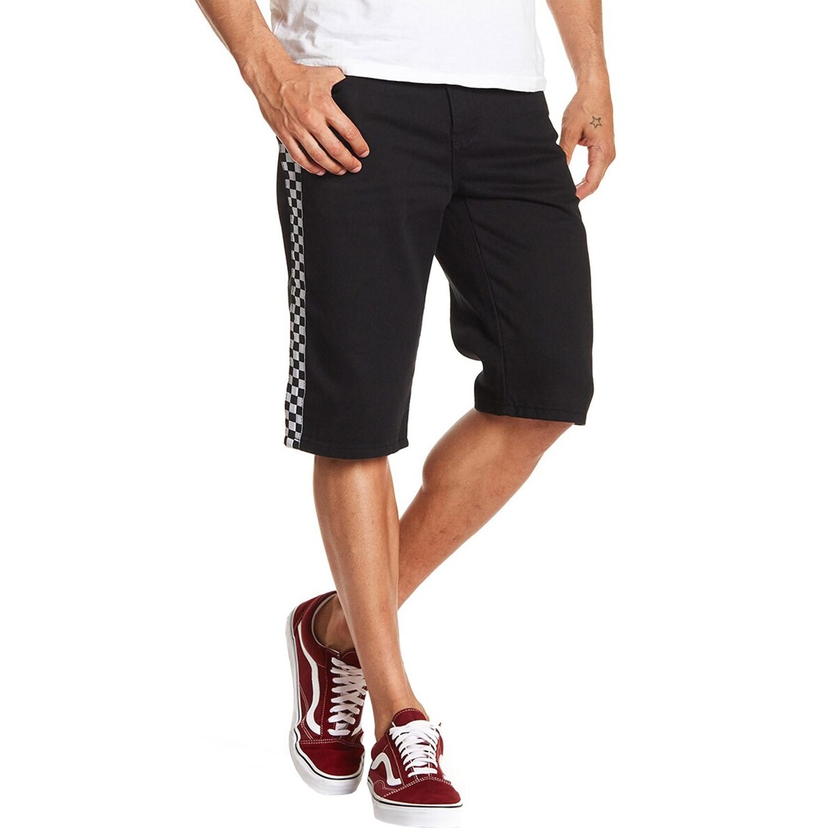 black checkered shorts