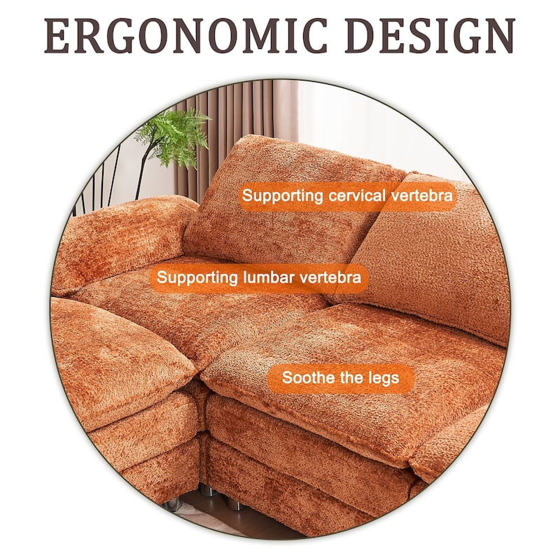 3-Seat Sofa with Ottoman Upholstered Sleeper Loveseat Sofa