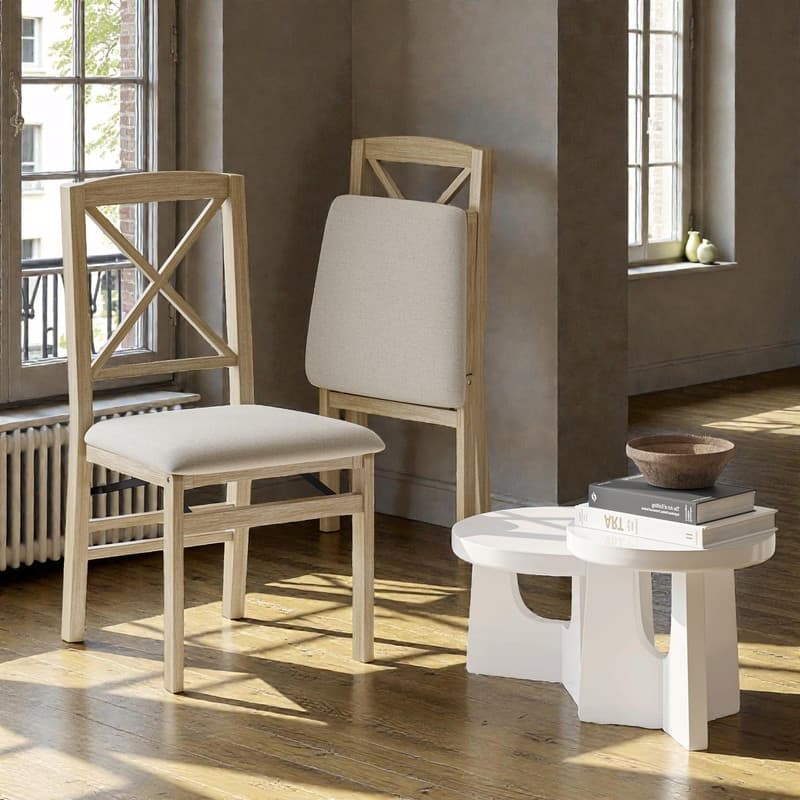 X-Back Scandinavian Dining Chairs, Set of 2 Upholstered Wooden Chairs for Kitchen, Dining Room