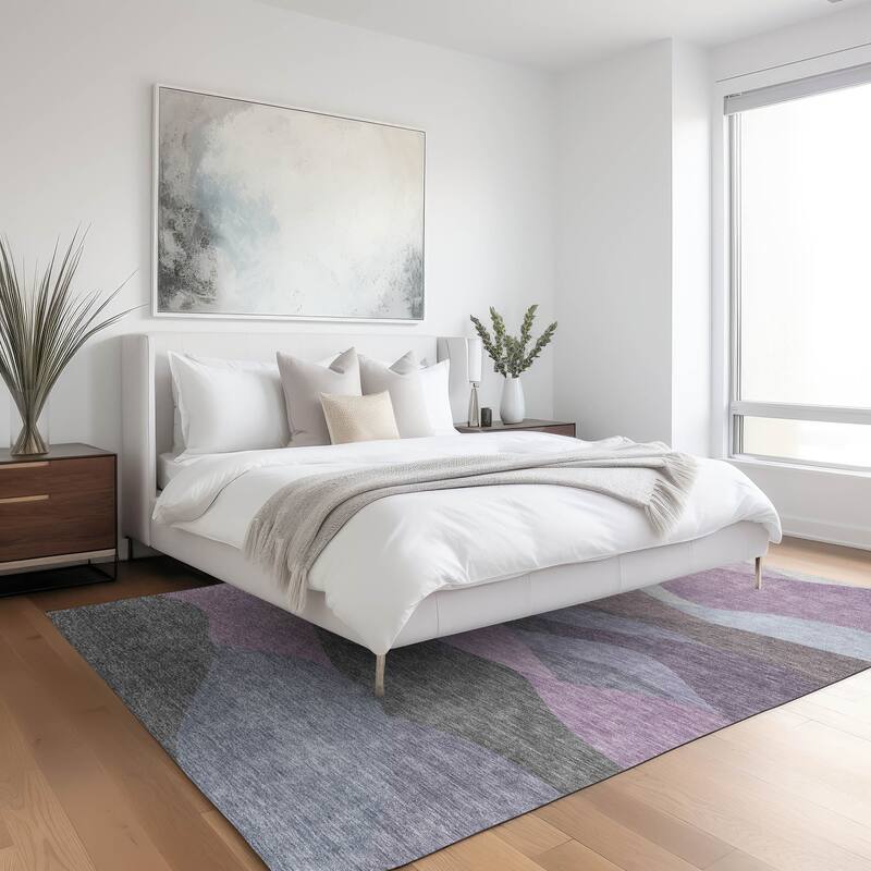 Machine Washable Indoor/ Outdoor Modern Horizon Chantille Rug