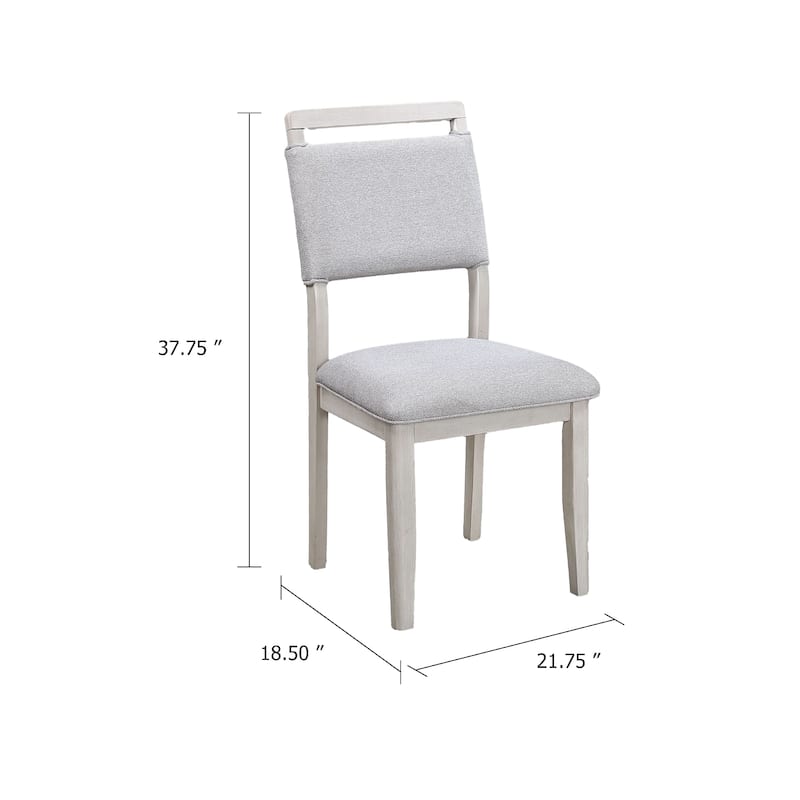 Bovo Dining Chair Set of 2, Dove Gray, Driftwood White Wood