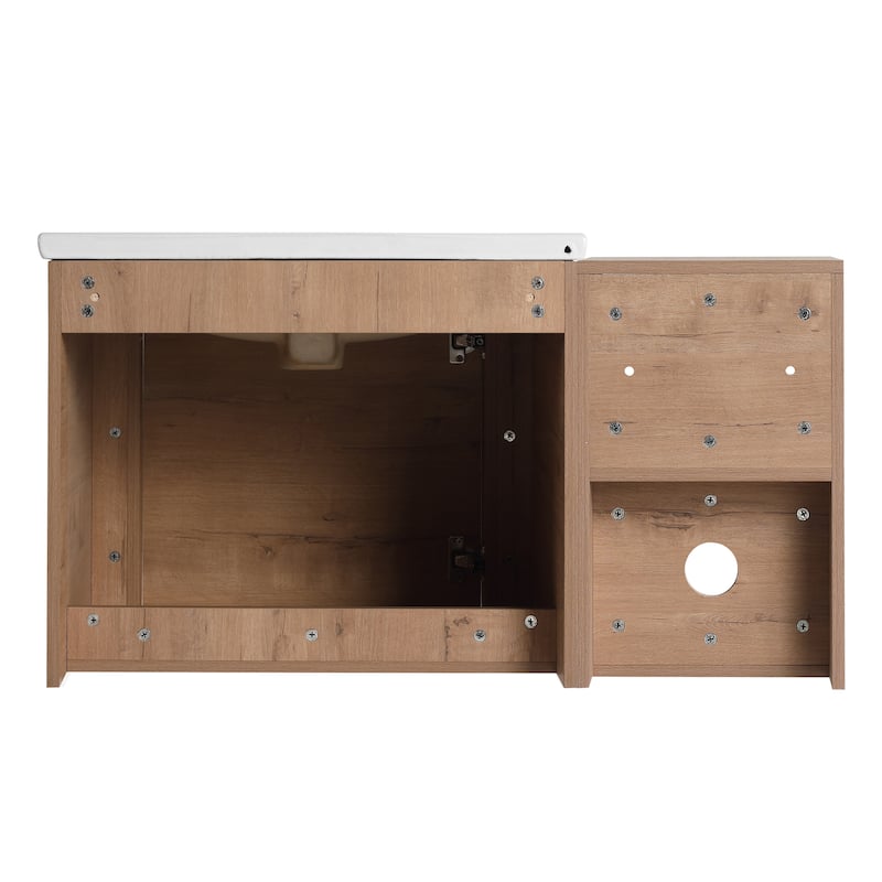 Malwee 24"/36"/48"/60" Floating Bathroom Vanity, Wall Mounted Bathroom Vanity with Ceramic Sink,Soft Close Door and Shelf
