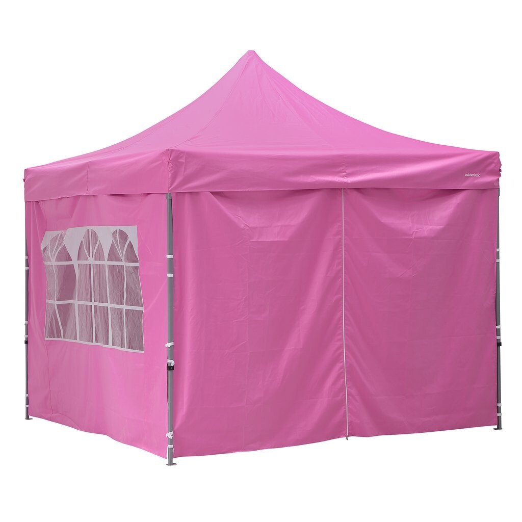 Zenova 10x10 Pop Up Canopy Tent Instant Folding Shelter With 4 Sidewalls Overstock 32204860 Pink