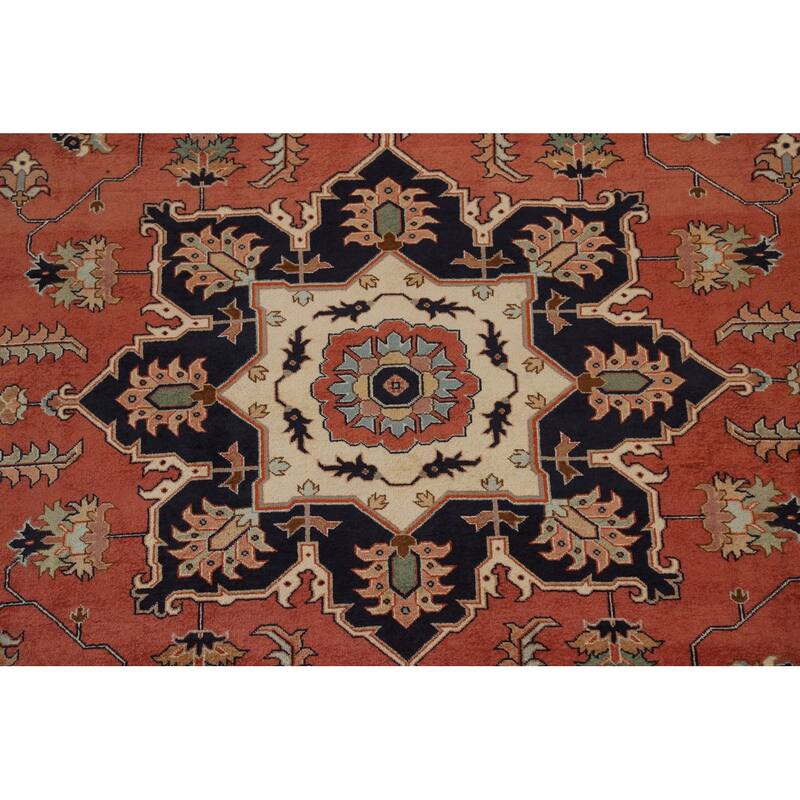 Vegetable Dye Heriz Serapi Persian Area Rug Hand-knotted Wool Carpet - 9'0" x 11'3"