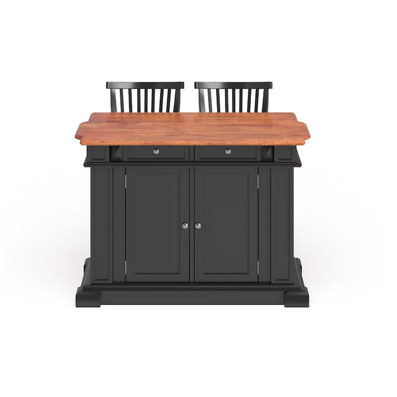 Distressed Oak 3-Piece Kitchen Island and Barstools Kitchen Set by Homestyles