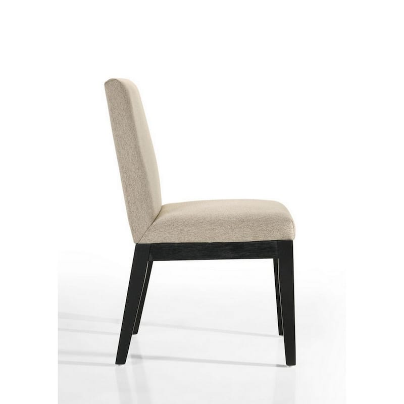 Black/Beige Fabric Upholstered Wood Frame Dining Chair, Set of 2, Sturdy Dining Chair for Dining Rooms - 21.75