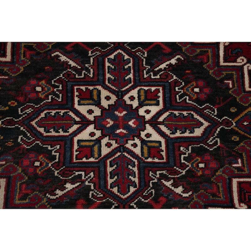 Hand Knotted Oriental 100% Wool Carpet Traditional Medallion Red Heriz Area Rug - 11' 2'' X 7' 10''