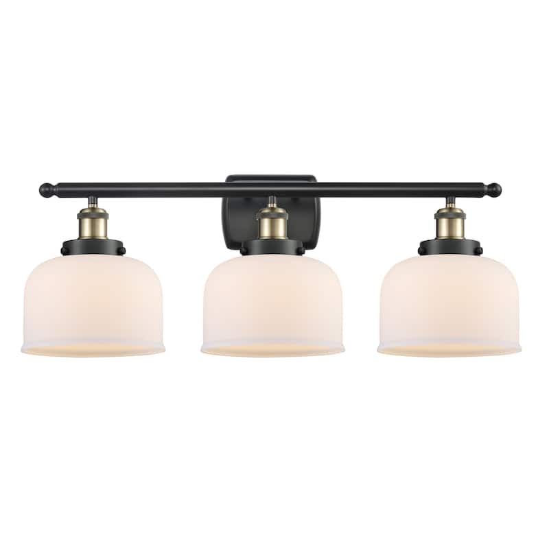 Innovations Lighting 916-3W-13-28 Bell Vanity Bell 3 Light 28" Wide - Black Antique Brass / Matte White