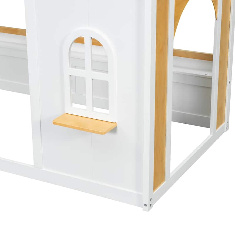 Loft Bunk Bed with Storage Shelves, Window and Two Doors by Harper&Bright Designs