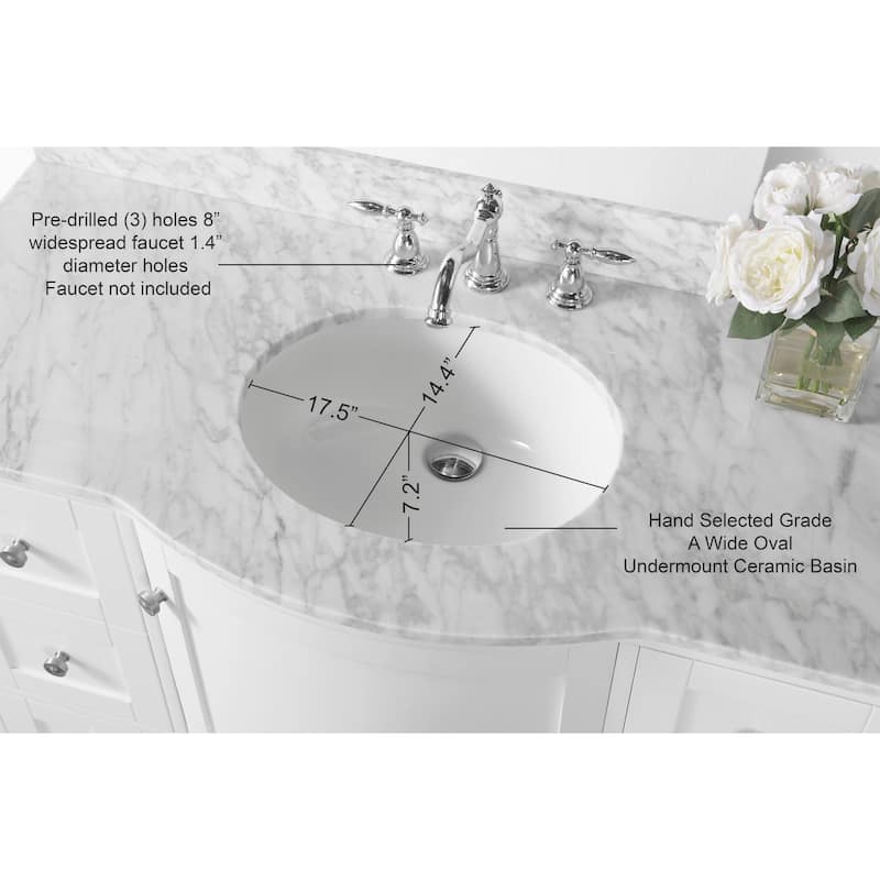 Ancerre Designs Lauren Vanity Set with Carrara White Marble Top