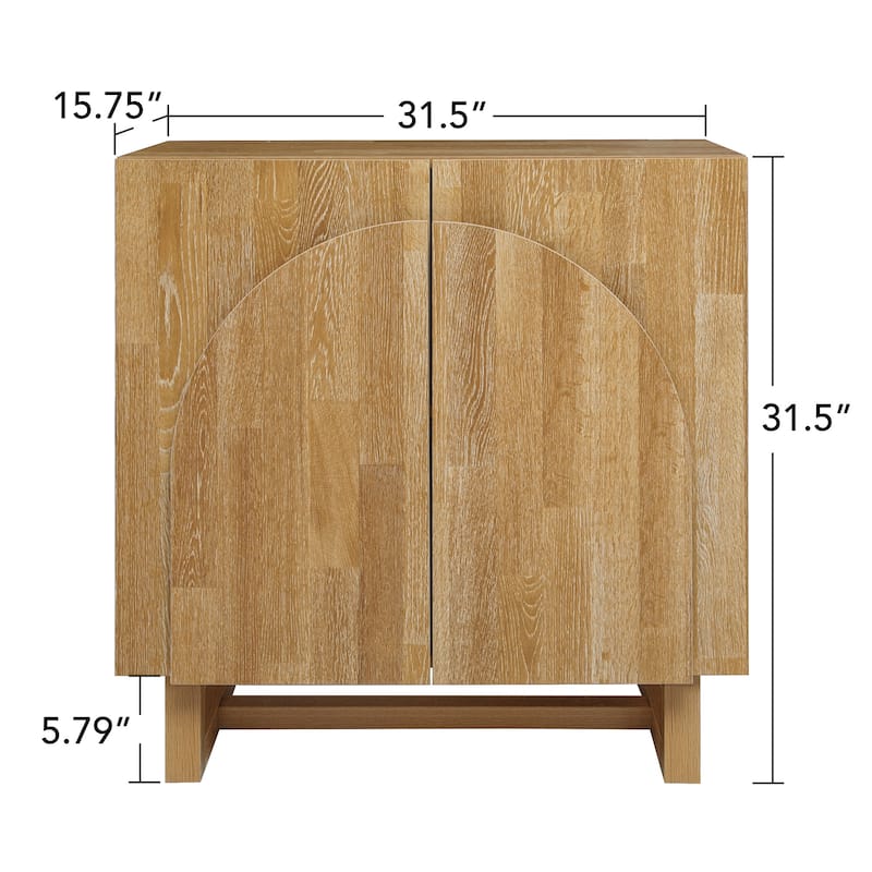 Wood Sideboard Buffet, Storage Cabinet with Adjustable Shelf, Accent Cabinet with Handle-Free Fan-Shaped Doors