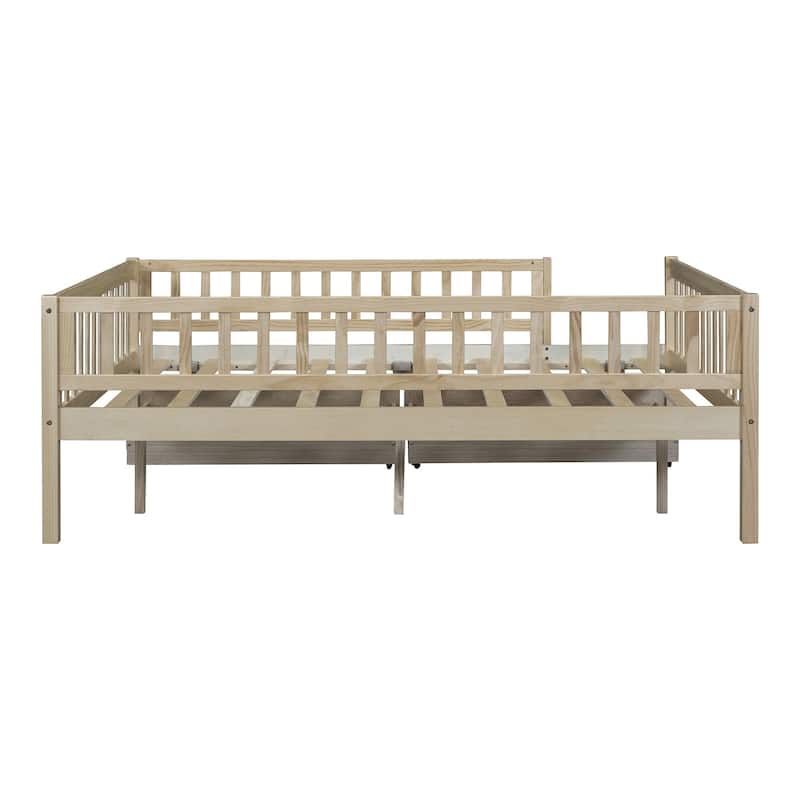 Full Size Daybed Wood Bed with Two Drawers