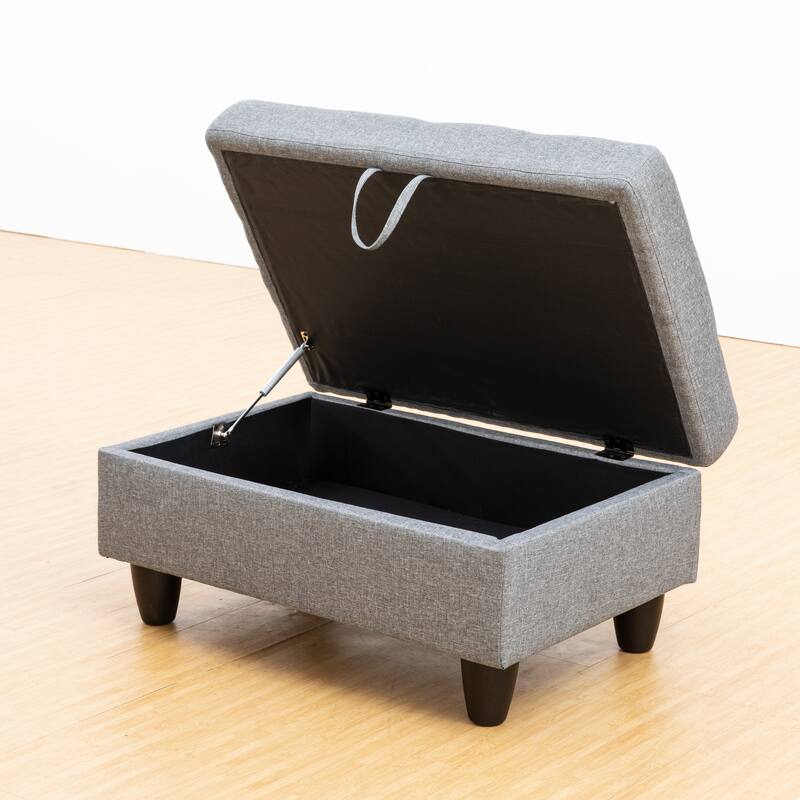 KISRAIS 34" Wide Upholstered Storage Ottoman