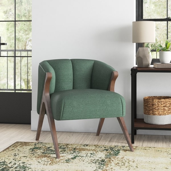slide 2 of 17, NPD Furniture Florence Vintage Mid Century Low profile Accent Chair Green
