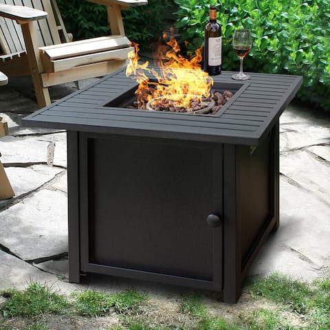 Austin 30-inch Slat Top Gas Fire Pit Table