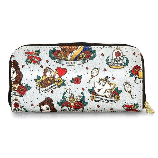 Shop Loungefly Disney Beauty And The Beast Tattoo All Over Print Zip Around Wallet One Size Fits Most Overstock 17161567