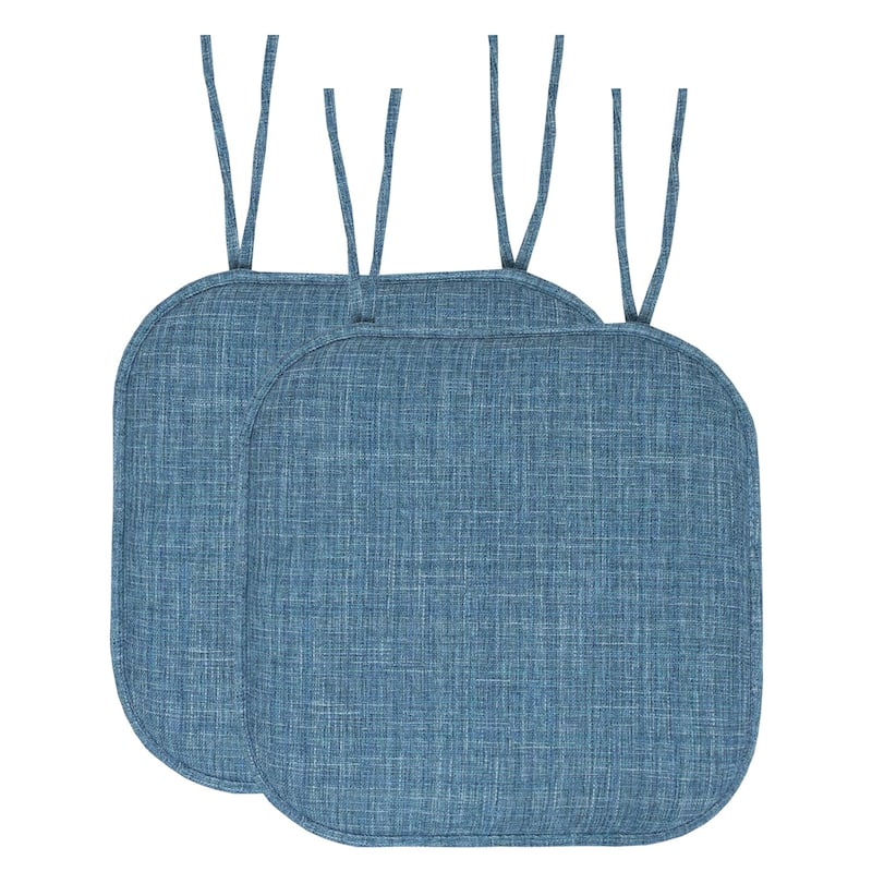 Aria Memory Foam Non-Slip Chair Pad with Ties - Set of 2 - Blue