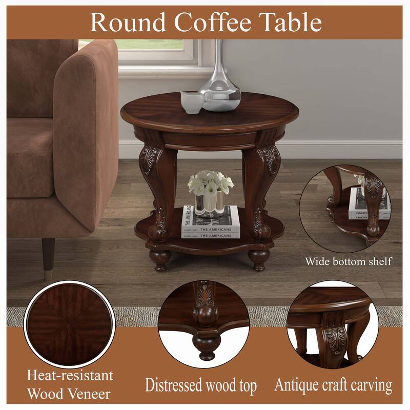 22'' Two Tone Solid Wood Round End Table