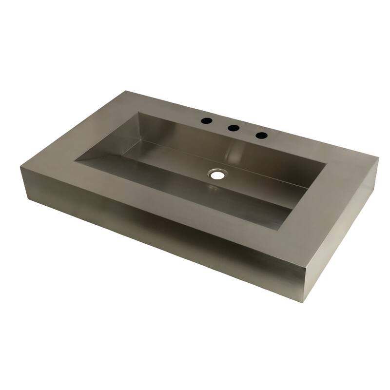 Kingston Brass Kingston Commercial 37" Double Basin Console Sink - Brushed Stainless Steel