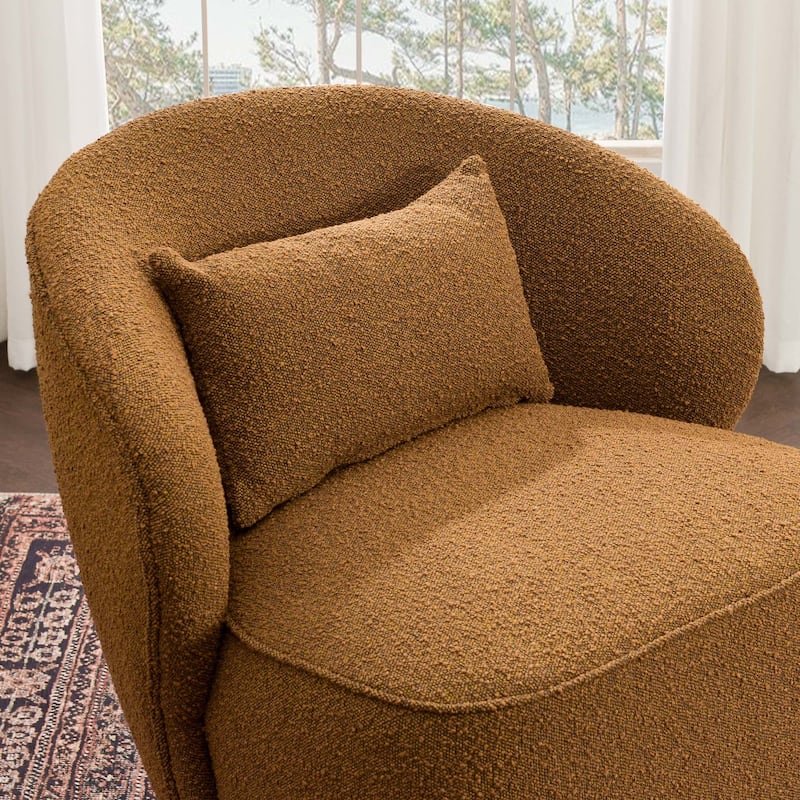 KINWELL 33" W Sherpa Boucle Upholstered Accent Swivel Chair (Set of 2)