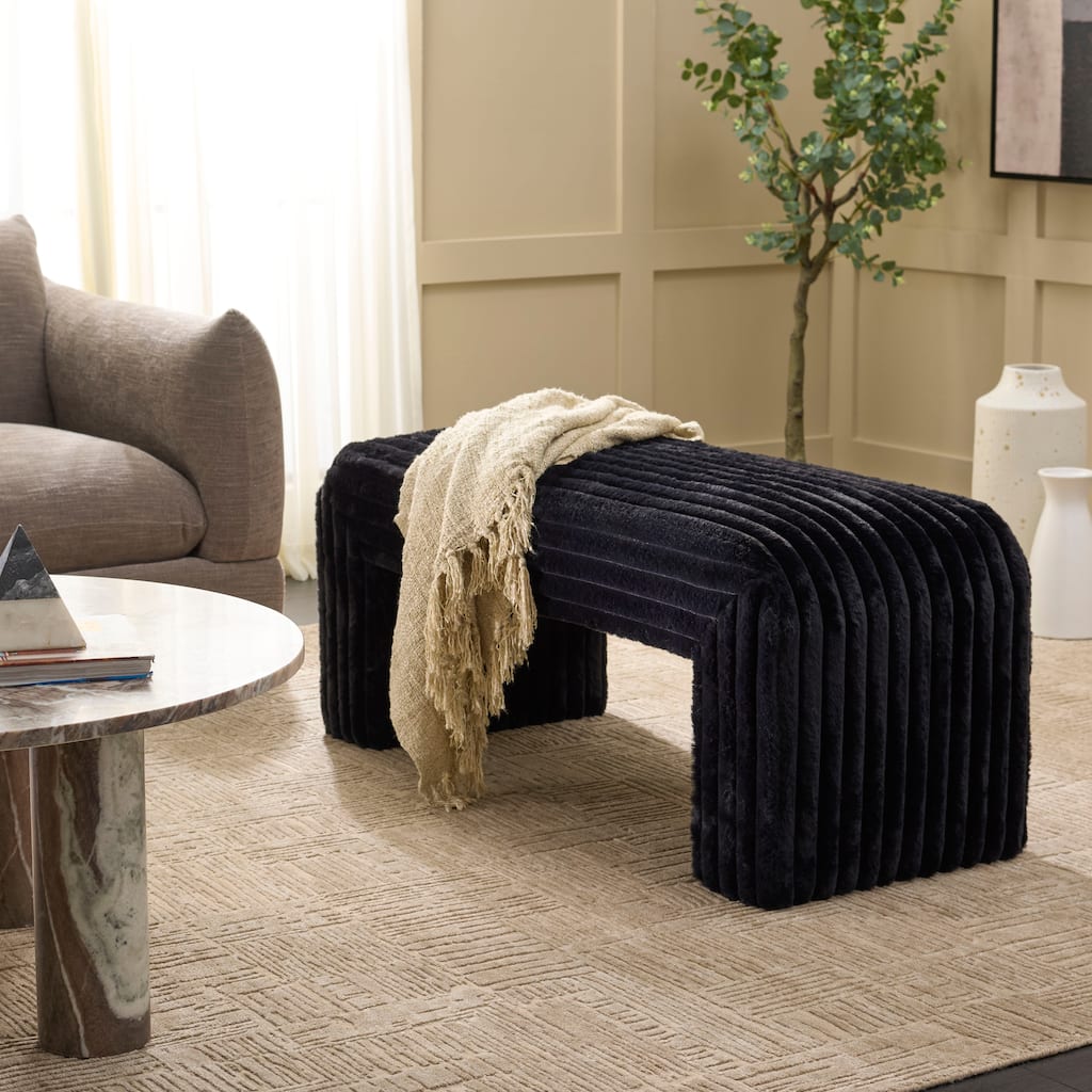 SAFAVIEH Arihana Curved Upholstered Waterfall Bench - 18"W x 45"D x 19"H