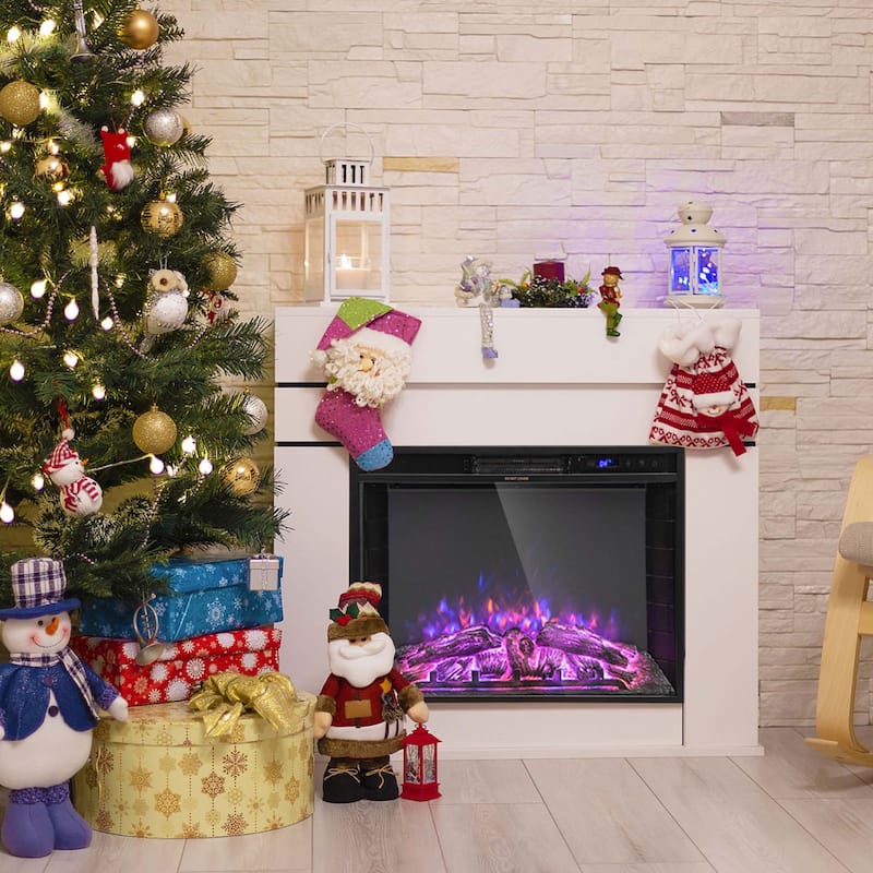 Costway 26 Inch Recessed Electric Fireplace heater W/ Remote Control - See Details